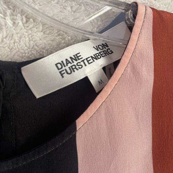 Diane Von Furstenberg Sleeveless Silk Colorful Top M Natural Classic Blouse - Picture 4 of 9